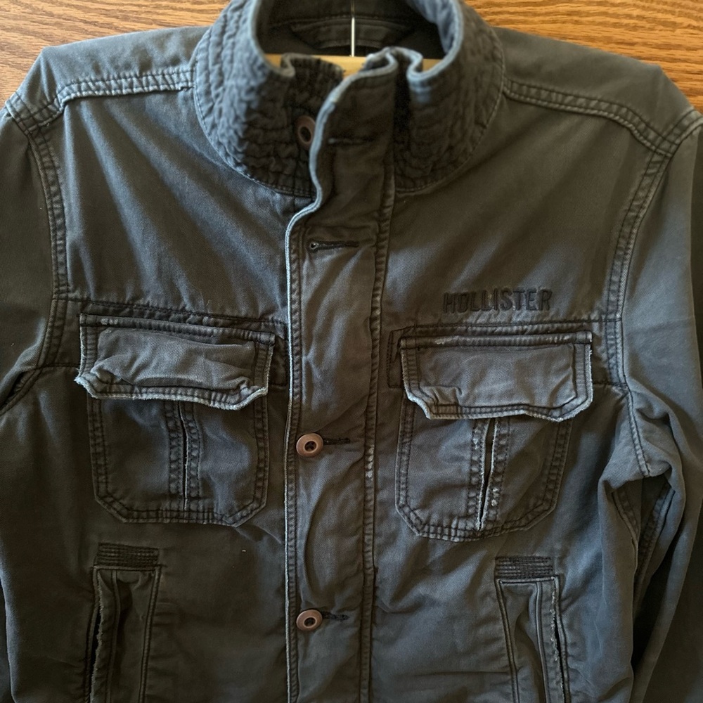 Hollister Men's Distressed Black Jacket